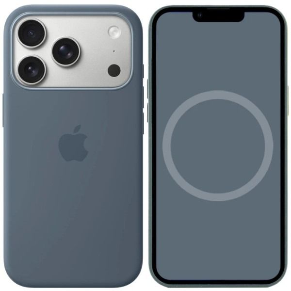Silicone Case with Button, Animation & MagSafe iPhone 17 Pro (1:1 original), Anchor Blue