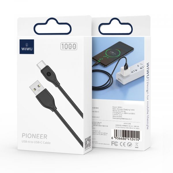 Кабель WIWU Pioneer Series Cable (Wi-C001) USB-A to USB-C 1м, Black