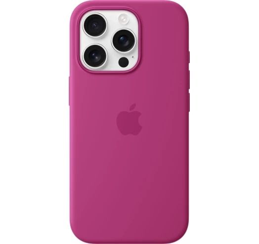 Чехол Silicone Case with Button, Animation & MagSafe iPhone 16 Pro (1:1 original), Fuchsia