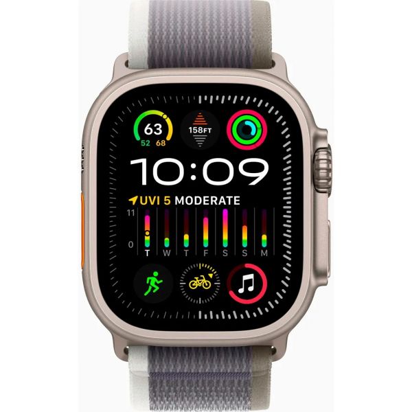 Apple Watch Ultra 2 GPS + Cellular 49mm Titanium Case with Green/Gray Trail Loop - M/L (MRF43)