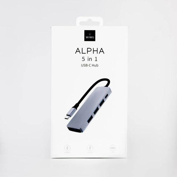 USB-хаб WIWU Alpha 541ВС USB3.0*1+USB2.0*3+PD*1  Gray