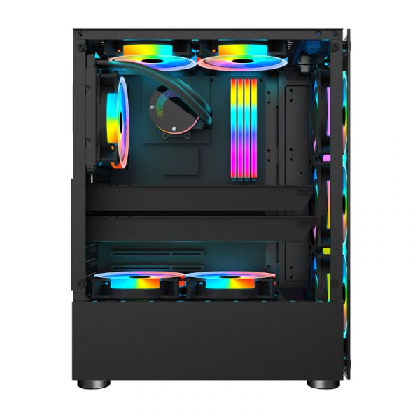 Корпус 1stPlayer Rainbow V2-A-4R1 Color LED Black