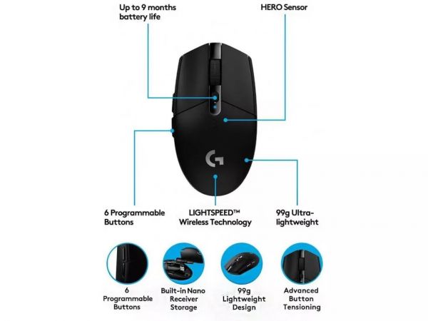 Миша Logitech G304 Lightspeed Black (910-005284\910-005286)