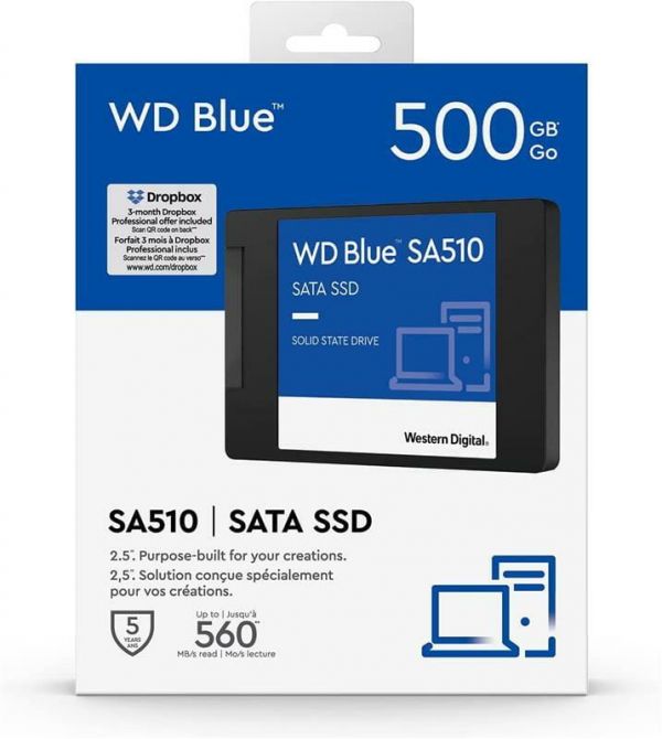 SSD накопичувач 500GB WD Blue 2.5" SATAIII 3D TLC (WDS500G3B0A)