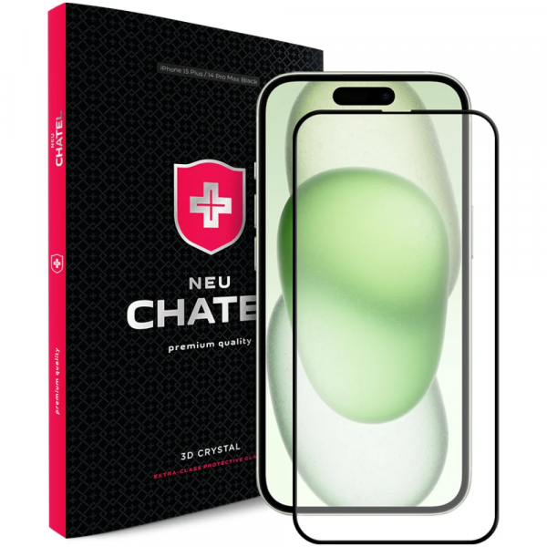 Стекло +NEU Chatel Corning Gorilla Glass Anti-Static with Mesh for iPhone 15 Plus Front Black