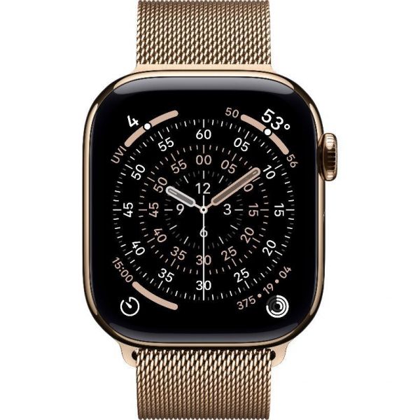 Apple Watch Series 11 GPS + Cellular 42mm Gold Titanium Case with Gold Milanese Loop M/L MF8Y4