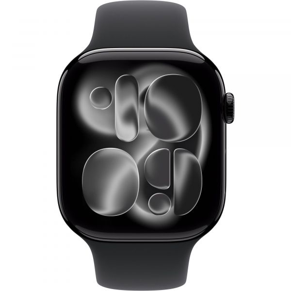 Apple Watch Series 11 GPS 46mm Jet Black Aluminium Case with Black Sport Band M/L MEUX4