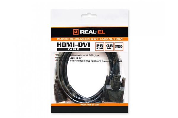 Кабель HDMI-DVI REAL-EL M-M 1.8M