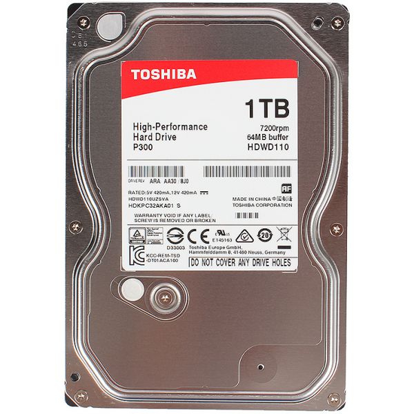 Накопичувач HDD SATA 1.0TB Toshiba P300 7200rpm 64MB (HDWD110UZSVA)