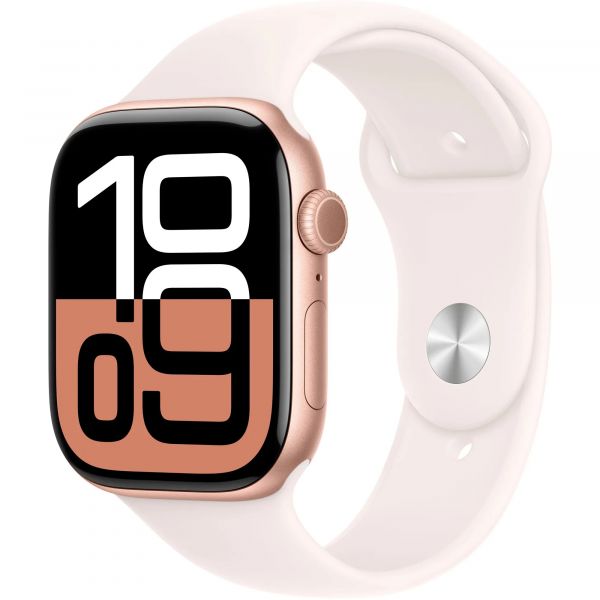 Apple Watch Series 10 GPS 46mm Rose Gold Aluminum Case with Light Blush Sport Band S/M MWWT3