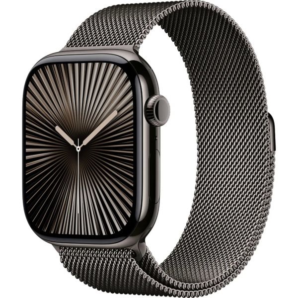 Apple Watch Series 10 GPS + Cellular 46mm Slate Titanium Case w. Slate Milanese Loop - M/L (MWYW3)