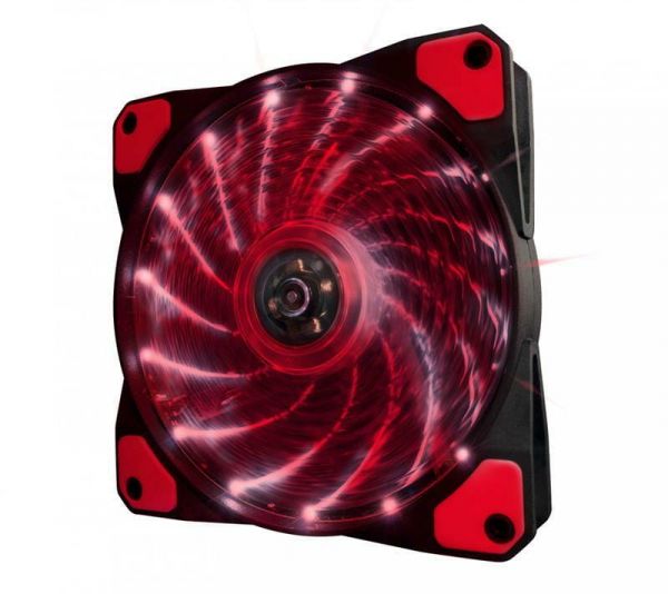 Вентилятор Frime Iris LED Fan 15LED Red  (FLF-HB120R15BULK); 120х120х25мм, 3-pin+4-pin