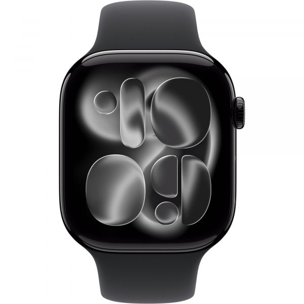 Apple Watch Series 11 GPS 42mm Jet Black Aluminium Case with Black Sport Band S/M MEQT4