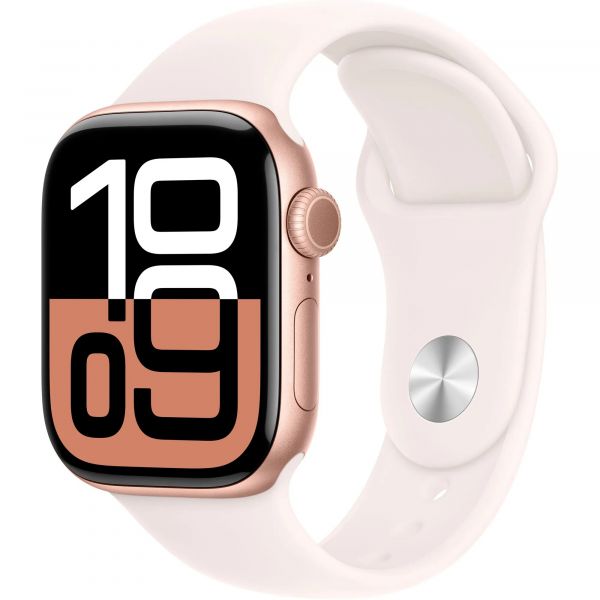 Apple Watch Series 10 GPS 42mm Rose Gold Aluminum Case with Light Blush Sport Band M/L MWWJ3