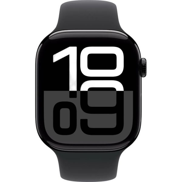 Apple Watch Series 10 GPS 46mm Jet Black Aluminum Case with Black Sport Band M/L MWWQ3