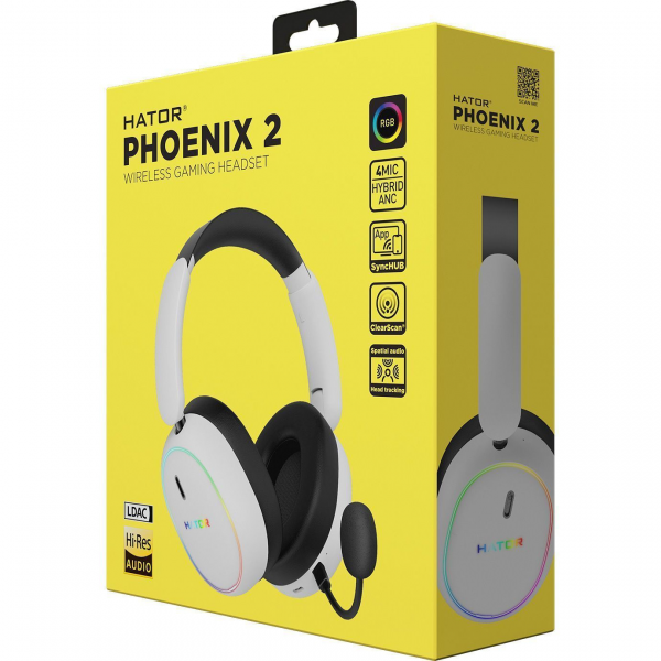 Ігрова гарнітура HATOR PHOENIX 2 Hi-Res (ESH41) wireless white